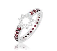 Anello eternità a stella con pietre preziose naturali multicolore e argento Sterling 925 massiccio per matrimonio da J a X, P 1/2, Pietra preziosa., Granato