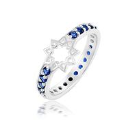 Anello eternità a stella con pietre preziose naturali multicolore e argento Sterling 925 massiccio per matrimonio da J a X, L 1/2, Pietra preziosa., Zaffiro blu