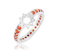 Anello eternità a stella con pietre preziose naturali multicolore e argento Sterling 925 massiccio per matrimonio da J a X, K 1/2, Pietra preziosa., Corniola