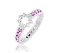 Anello eternità a stella con pietre preziose naturali multicolore e argento Sterling 925 massiccio per matrimonio da J a X, L 1/2, Pietra preziosa., Zaffiro rosa