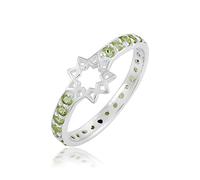 Anello eternità a stella con pietre preziose naturali multicolore e argento Sterling 925 massiccio per matrimonio da J a X, K 1/2, Pietra preziosa., Peridoto