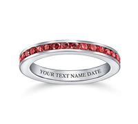 Anello Eternity A Canale Con Zirconia Cubica Rossa Impilabile Simulato Rubino Per Donne E Adolescenti In Argento Sterling .925