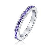 Anello Eternity A Fascia Impilabile Con Zirconi Cubici Viola Per Donna Simulato Ametista In Argento Sterling .925