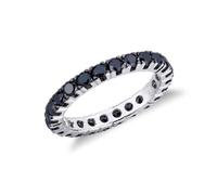 Anello Eternity a griffe in Oro Bianco 18k con Diamanti Neri gioielli uomo donna