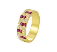 Anello Eternity Anelli Oro Giallo Donna 18Kt AU750 Ruby Creato in Laboratorio Elegante Misurare 8 Semplice per Zia Natale Gioielli