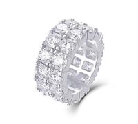 Anello Eternity, anello di fidanzamento da donna, larghezza 10 mm, con 2 file di pietre rotonde di moissanite da 0,5 carati, 9 K/14 K/18 K, oro bianco/platino Pt950, 56 (17.8), Oro bianco 18 carati