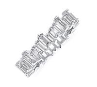 Anello Eternity Anniversario Zigzag Alternato a Baguette con Zirconia Cubica AAA CZ Classico Moderno per Donna in Argento Sterling .925