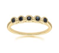 Anello Eternity Classico A Cinque Pietre In Zaffiro Tondo In Oro Giallo 9 Carati