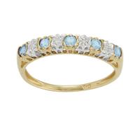 Anello Eternity Classico In Topazio Blu E Diamanti In Oro Giallo 9 Carati