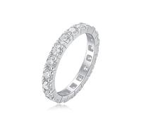 Anello Eternity con moissanite, stile vintage, da donna, con montatura a 4 griffe e moissanite rotonda da 3 mm, in oro bianco 9 K/14 K/18 K, argento platino Pt950, 53 (16.9), Platino, Moissanite