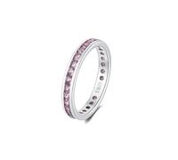 Anello Eternity con Pietra Portafortuna in Argento Sterling 925 - Fascia a Giro Completo con Zirconi Cubici - Anello Impilabile da Donna