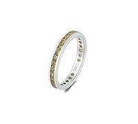 Anello Eternity con Pietra Portafortuna in Argento Sterling 925 - Fascia a Giro Completo con Zirconi Cubici - Anello Impilabile da Donna