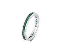 Anello Eternity con Pietra Portafortuna in Argento Sterling 925 - Fascia a Giro Completo con Zirconi Cubici - Anello Impilabile da Donna