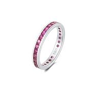 Anello Eternity con Pietra Portafortuna in Argento Sterling 925 - Fascia a Giro Completo con Zirconi Cubici - Anello Impilabile da Donna