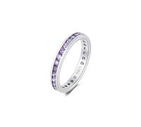 Anello Eternity con Pietra Portafortuna in Argento Sterling 925 - Fascia a Giro Completo con Zirconi Cubici - Anello Impilabile da Donna