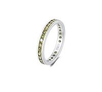 Anello Eternity con Pietra Portafortuna in Argento Sterling 925 - Fascia a Giro Completo con Zirconi Cubici - Anello Impilabile da Donna
