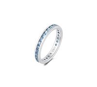 Anello Eternity con Pietra Portafortuna in Argento Sterling 925 - Fascia a Giro Completo con Zirconi Cubici - Anello Impilabile da Donna