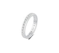 Anello Eternity con Pietra Portafortuna in Argento Sterling 925 - Fascia a Giro Completo con Zirconi Cubici - Anello Impilabile da Donna