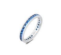 Anello Eternity con Pietra Portafortuna in Argento Sterling 925 - Fascia a Giro Completo con Zirconi Cubici - Anello Impilabile da Donna