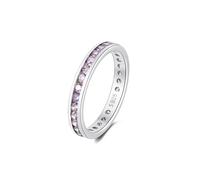Anello Eternity con Pietra Portafortuna in Argento Sterling 925 - Fascia a Giro Completo con Zirconi Cubici - Anello Impilabile da Donna