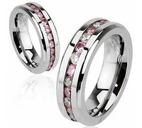 Anello Eternity IN Acciaio Inossidabile Gemme Chiari E Rose