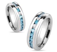 Anello Eternity IN Acciaio Inossidabile Gemme Chiari E Turchesi