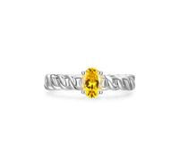 Anello Eternity in argento, gioielli da donna con diamante giallo creato oro bianco e Pt950, T 1/2, PT950, Diamante giallo creato