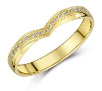 Anello Eternity In Diamante A Forma Di Wishbone Romantico In Oro Giallo 9ct 3mm