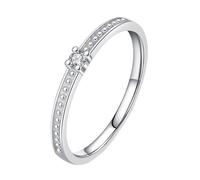Anello Eternity in oro bianco 9 K/14 carati bianco diamante 2 mm, delicato, impilabile, 16 (17,8), metallo prezioso, Diamante