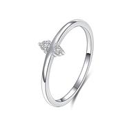 Anello Eternity in oro bianco 9 K/14 carati, con diamante bianco, delicato, impilabile, sottile anello di fidanzamento da donna, 16 (17,8), metallo prezioso, Diamante