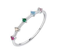 Anello Eternity in oro bianco 9 K/14 carati, con gemma colorata, delicata, impilabile, da donna, 12 (16,6), metallo prezioso, Gemma