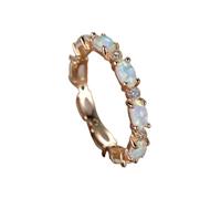 Anello Eternity Opal Glow - Pietra Ovale Colorata Impilabile Adatto a Donne/Fidanzate (Gold white,13)