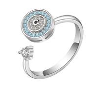 Anello Evil Eye - Anello a tre strati in rame elettrolitico con apertura calibro 17, anelli rotanti per occhio del diavolo | Anelli aperti con strass | Anelli avvolgenti per gioielli alla moda e da
