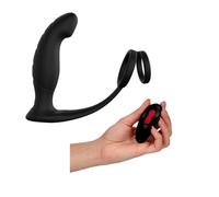 Anello fallico doppio con vibratore anale in silicone realistico per prostata