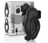 Anello Fallico Vibrante Black&Silver Licking - 3 Motori, Silicone