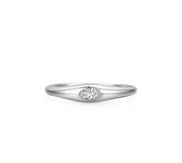 Anello fantasia da donna, anello di fidanzamento da donna, in argento, anello geometrico con zirconi irregolari, argento 925, 14, Argento 925/1000, zirconia cubica