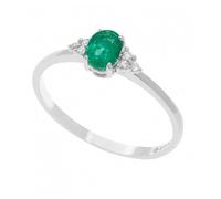 Anello FANTASIA SOLITARIO ORO DIAMANTI SMERALDO OVALE ANB2577 Comete Donna
