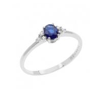Anello FANTASIA SOLITARIO ORO DIAMANTI ZAFFIRO OVALE ANB2575 Comete Donna
