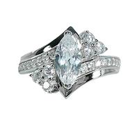 Anello Farfalla Coppia Anello da donna con zirconi, gioielli, proposta di compleanno, regalo, anello per la festa di fidanzamento nuziale Anelli Del Setto 14 G (Silver, 7)