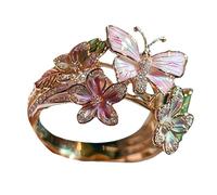 Anello Farfalla In Oro Rosa - Anello Regolabile Floreale, Anello Floreale Farfalla | Exquisito Anello Di Ditos In Oro Rosa Con Design Ispirato Alla Natura, Elegante Accessorio Per Gioielli Per La Rac