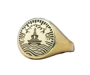 Anello faro di forma rotonda | Argento sterling 925 placcato oro | Gioielli da regalo, anelli con sigillo in stile vintage, gioielli fatti a mano ipoallergenici| LK_PDR_01454_8