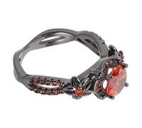 Anello Fashion Gotico Vintage in Rame Nero con Zircone Rosso per Donna | Design Punk Lucido e Resistente AI Graffi, Adatto a Matrimoni e Outfit Gotici, Accessorio Moda Unico