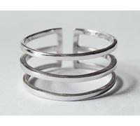 Anello fatto a mano dal design unico a tre bande in argento sterling 925...