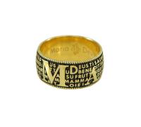 Anello fede con preghiera Ave Maria in sardo Maria de Deus argento dorato e nero