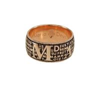 Anello fede con preghiera Ave Maria in sardo Maria de Deus argento rosè brunito