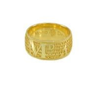 Anello fede con preghiera Ave Maria in sardo Maria de Deus in argento dorato