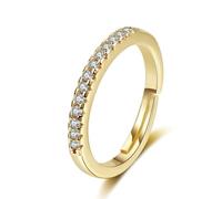 Anello fede da donna, anello in oro bianco argento 14 carati Moissanite pietra preziosa a mezza fila dritta, misura zia per sorella compleanno gioielli, 51.5, Oro giallo 14 carati, Moissanite