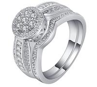 Anello fede da donna, personalizzabile, anello da matrimonio, argento, 2 pezzi, con zirconia cubica, rotondo, regalo per festa della mamma, misura 11,5-61,5, 59, Metallo, Zirconie sintetico