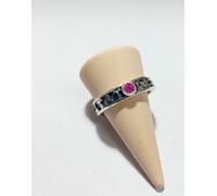 anello fede tau templare con rubino centrale realizzata in argento ossidato 925