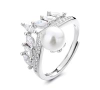 Anello femminile anello regolabile con perle, souvenir per gli amici Anello regolabile con diamanti perla, Acciaio inossidabile, Nessuna pietra preziosa
